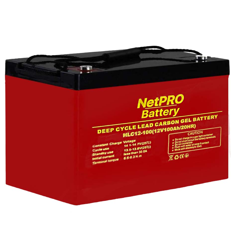 Акумулятор карбоновий 100Ah 12V, NetPro, carbon GEL, 2000 циклів